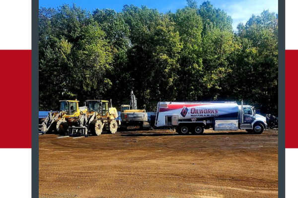 OilWorks fuel delivery truck at construction site