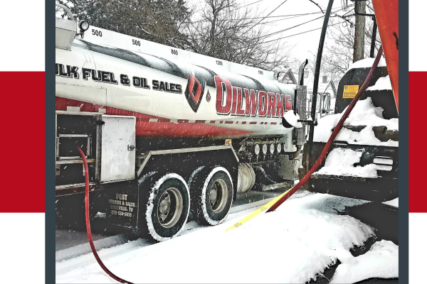 Commercial Point Bulk Fuel and Oil Distribution Company 3 oilworks truck in snow