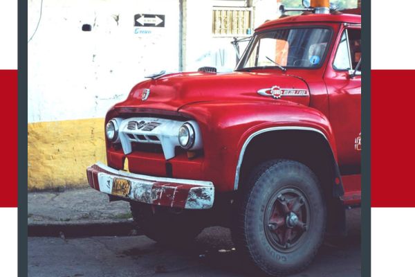 Pataskala 3 vintage red tanker truck